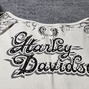 Harley-Davidson White and Black Bling Graphic Tank Top Size XL Womens